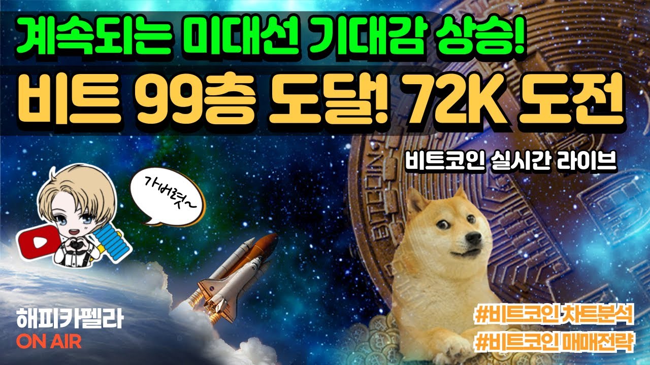 비트코인 실시간, 비트 99층 돌파! 72K 도전! 미대선 기대감 상승 중! 10/29 점심💎#비트코인 #비트코인실시간 #이더리움  #리플 #cryptocurrency #차트분석 - YouTube