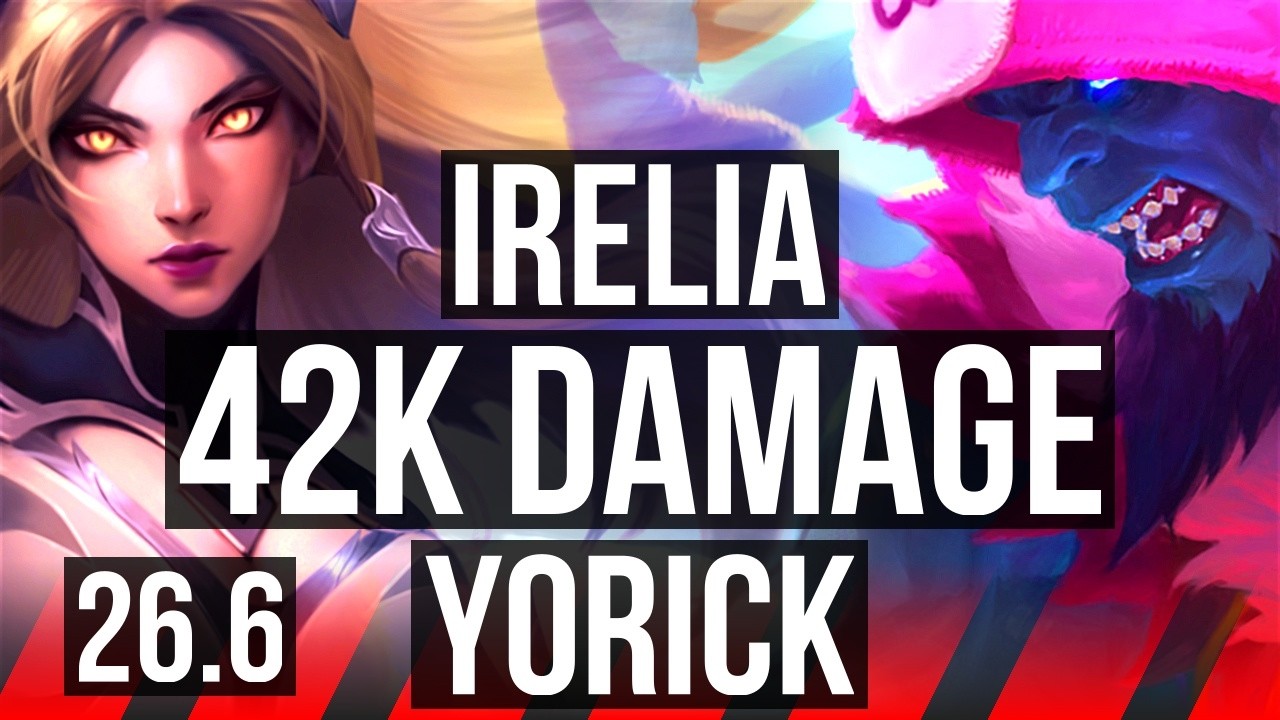 Watch Irelia outplay Yorick in Diamond elo! 
Highlights: 42K damage to champions. 
Learn what runes to use, what items to build, understand how to lane, teamfight, and outplay your opponents as #Irelia. 
/// #LeagueOfLegends high elo replay 
 
Thank you for watching! 
Did you learn something new? Share it in the comments! 
If you liked this video, please leave a thumbs up, if you disliked it, be sure to give me feedback in the comments. I appreciate your support! 
 
~~~| DOMISUMREPLAY |~~~ 
High elo replays for every role and champion. Improve your gameplay. Many uploads per day. 
 
~~~| WATCH MORE |~~~ 
Main channel: https://www.youtube.com/channel/UChkYqBSmrYsPjOTK2N4pdWg?sub_confirmation=1 
Irelia channel: https://www.youtube.com/channel/UCFbUEQJKN-ePjKYavJqK5fg?sub_confirmation=1 
 
More replays of: 
- Irelia vs Yorick: https://www.youtube.com/playlist?list=PLWWVqPceyjl7GO2euGrKO7jTVotAZOAEY 
- Irelia TOP: https://www.youtube.com/playlist?list=PLWWVqPceyjl6UUI8rGExpxswvr1q1B4RO 
 
~~~| MATCH INFO |~~~ 
GAME TYPE: Ranked Solo/Duo 5v5 
REGION: EUW 
AVERAGE RANK: Diamond II 
SEASON: Season 2026 
PATCH: 26.6 
 
~~~| SPECTATED PLAYER |~~~ 
CHAMPION: Irelia 
SKIN: iG Irelia 
RANK: Diamond II 
RIOT ID: SUKO # YONE 
OP.GG: https://op.gg/summoners/euw/SUKO-YONE 
RUNES: PRECISION - Conqueror, Triumph, Legend: Alacrity, Last Stand; RESOLVE - Bone Plating, Unflinching (Attack Speed + Adaptive Force + Health Scaling) 
 
~~~| OPPONENT |~~~ 
CHAMPION: Yorick 
SKIN: Meowrick 
RANK: Diamond III 
RUNES: RESOLVE - Grasp Of The Undying, Demolish, Bone Plating, Overgrowth; PRECISION - Legend: Bloodline, Presence Of Mind (Attack Speed + Adaptive Force + Health Scaling) 
 
I am not one of the summoners playing in the matches uploaded to this channel, so I am unfortunately unable to answer questions about decisions made by the summoners in the game. 
 
played at 2026-03-19 19|10|56 (CET); rec on sd-cherry at 2026-03-20 05|02|28 (CET); mtdt at 2026-03-20 05|59|39 (CET); EUW-7788088265-TOP-BLUE