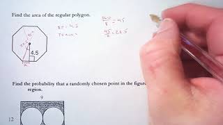 Finding Area of a regular Octagon (Geometry ch 11 rev pt 2)