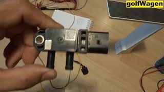 VW DPF pressure sensor test with multimeter pinout