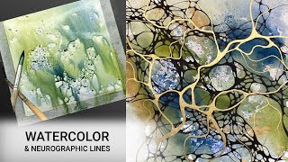 Download Lagu Abstract WATERCOLOR \u0026 Neurographic Inspired Ink Lines - 382 MP3