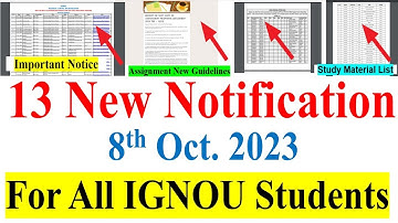 13 New Notice Released For All IGNOU Students | Assignment  Guidelines, Study Material, Exam Notice