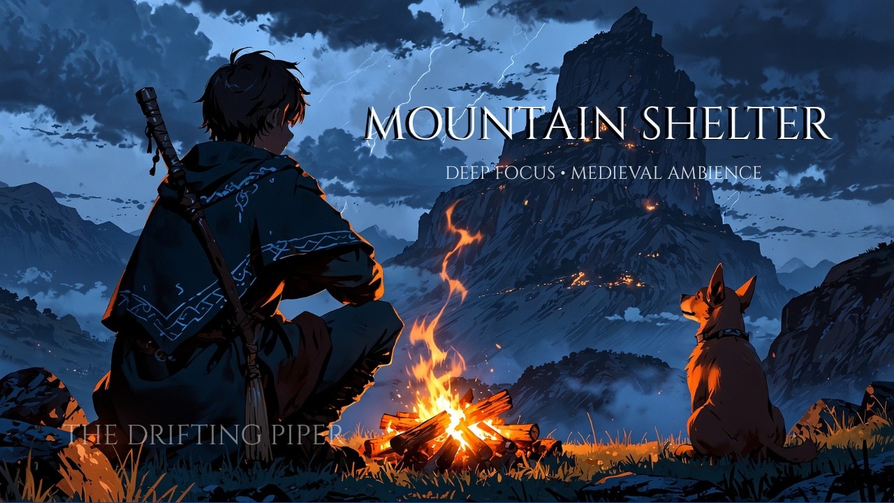Dark Medieval Storm ⚡️ Mountain Shelter with Fireplace | RPG Ambience