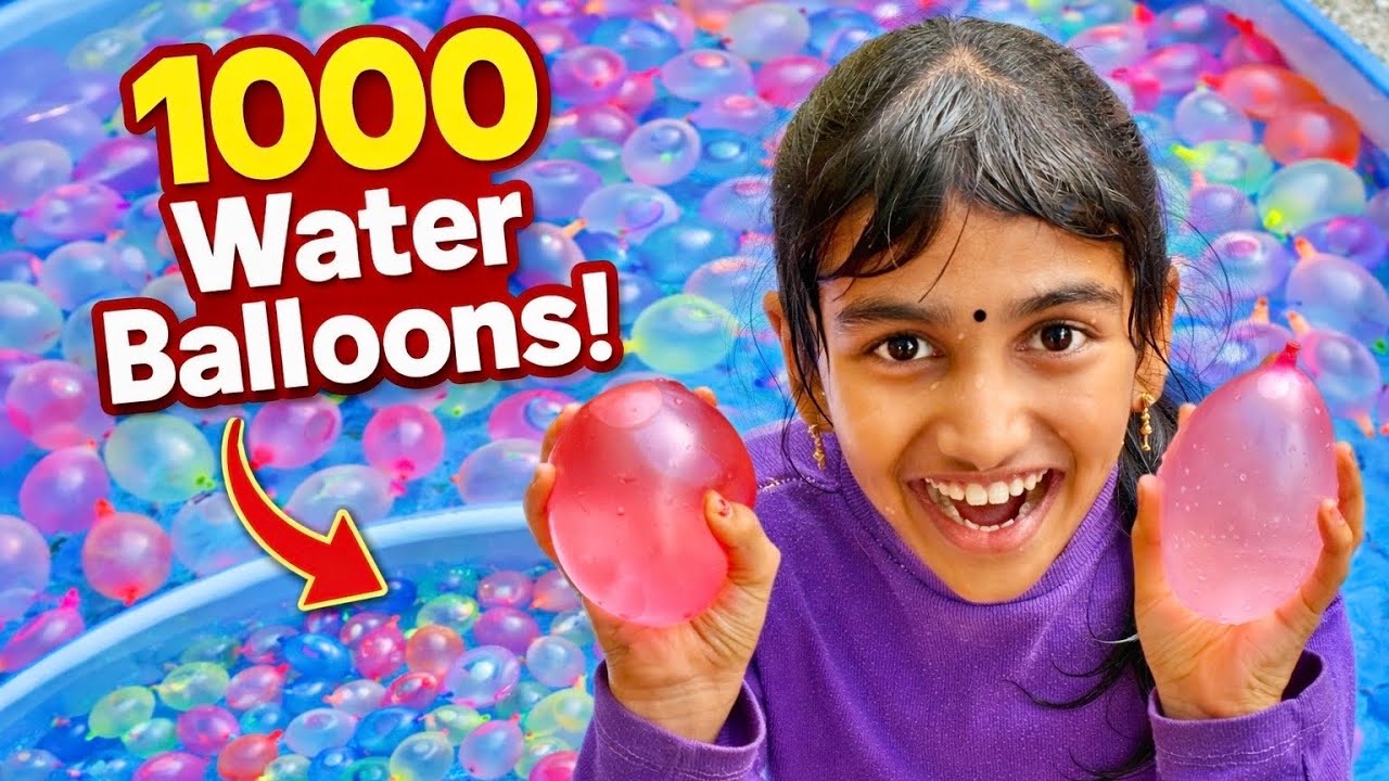 1000 Water Balloons in Pool 🎈😱 Ammu Had So Much Fun😍 @V5 Family Show