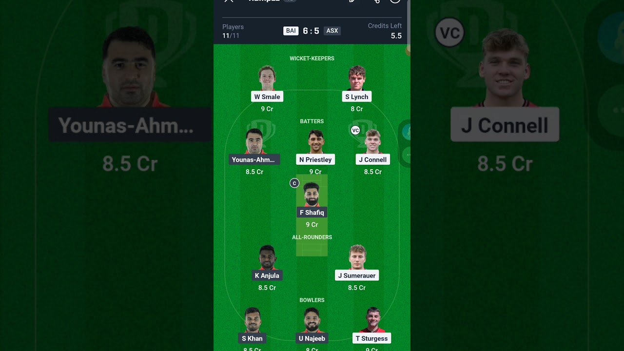 BAI VS ASX H2H DREAM 11 FREE TEAMS 
