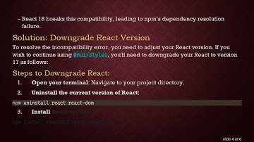 Solving the mui styles not compatible with react version 18 Issue