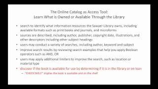 Online Catalog: What it Does & Does Not Do (no captions).mp4 Guide