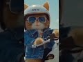 Cat Wearing a helmet,sunglasses and a denim jacket#shorts#abstract
