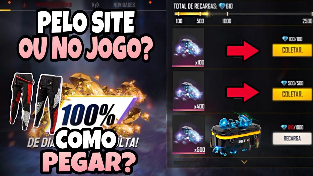 100% em Bônus de Recargas no Free Fire