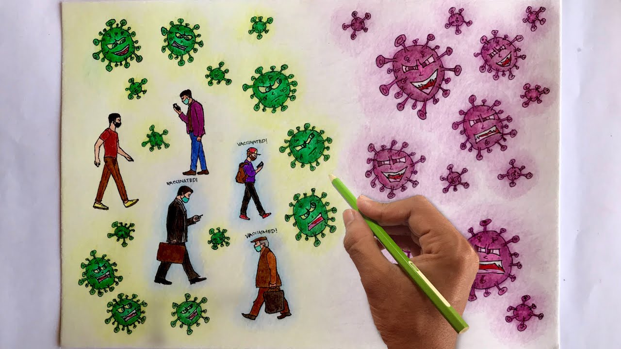 Drawing Omicron vs Covid |coronavirus drawing | Omicron drawing