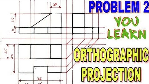 orthographic projection problem 2 | engineering drawing | 2d view| front, top & side view | nd bhatt