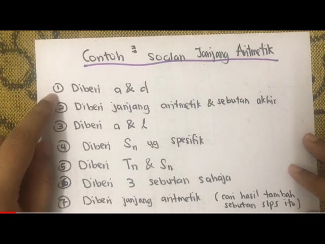 Janjang Aritmetik Aritmetic Progressions Latihan 7 Bentuk Soalan Youtube