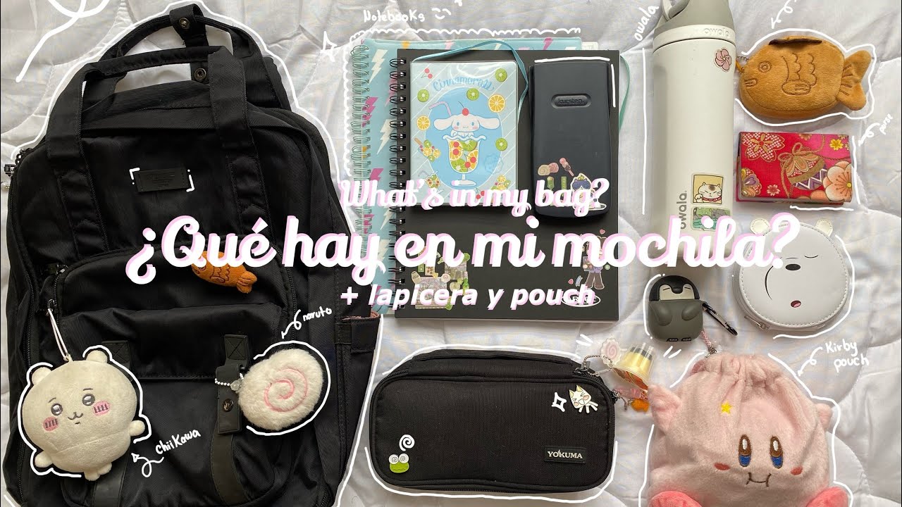 ⋆˚꩜｡ ¿Qué hay en mi mochila? + lapicera y pouch ₊˚⊹ᰔ 🌷