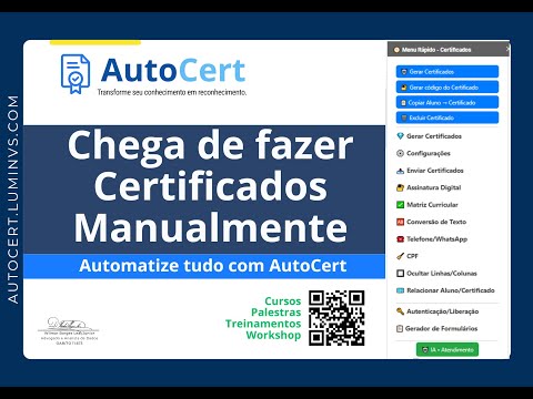 Demonstração do AutoCert, gerador de certificados com QR Code e validação online