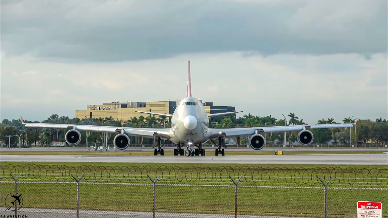 Cargolux 747 ROARING SHORT FIELD Takeoff | Boeing 747-400 from Miami International Airport