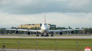 Cargolux 747 Roaring Short Field Takeoff Boeing 747-400 From Miami International Airport