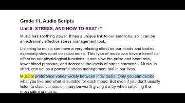 GRADE 11, AUDIO, UNIT 9