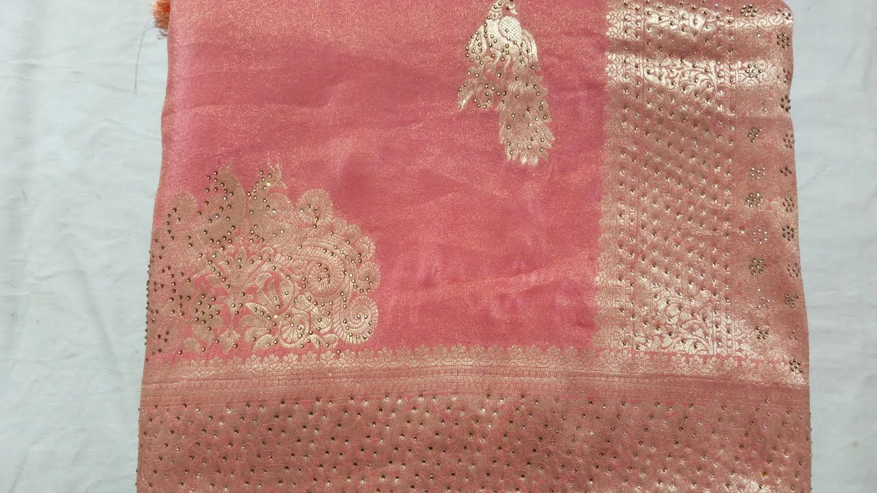 Hotfix stone work saree design collection