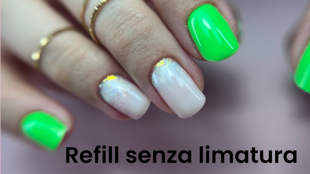 💅🏼REFILL SENZA LIMATURA IN UN ORA| 🍏 BASE FIBER BIANCO LATTE E COLORE FLUO|Makolina95|