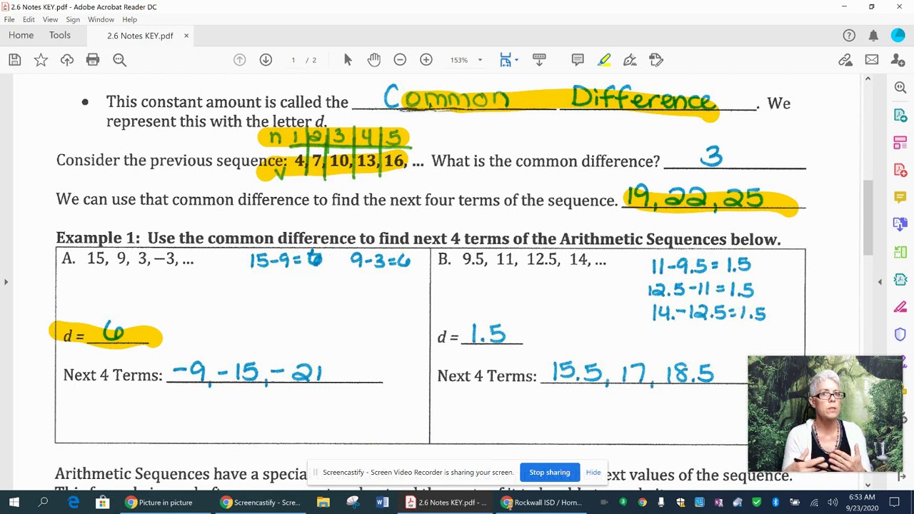 2.6 Notes Arithmetic Sequences - YouTube