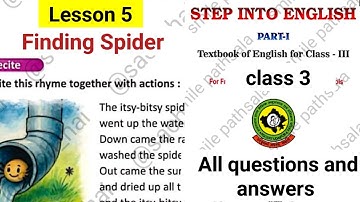 Finding Spider Lesson 5 Class 3 English- STEP INTO ENGLISH RBSE all question answer with explanation