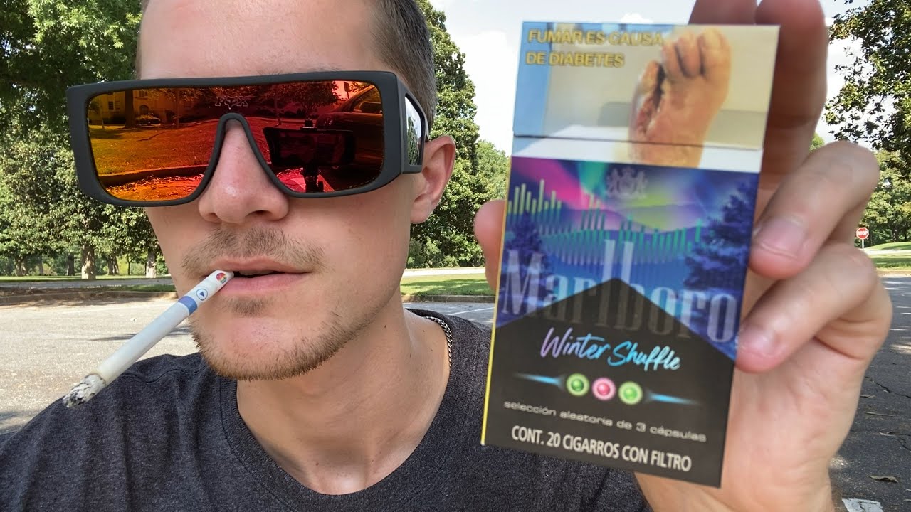 Smoking a Marlboro Winter Shuffle Flavored Cigarette Review YouTube