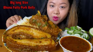 BIG SIZE SPICY BHUNA FATTY PORK BELLY CURRY WITH RICE | ASMR | PORK MUKBANG | FOOD EATING VIDEOS