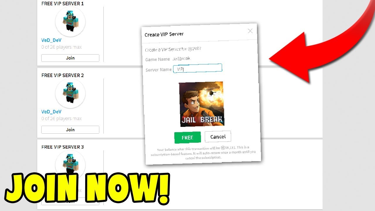 ROBLOX JAILBREAK FREE VIP SERVERS! (2018) - 