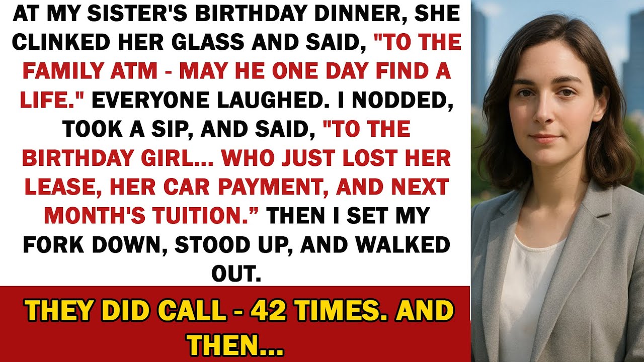 На ужине в честь дня рождения моей сестры она чокнулась бокалом и сказала: «За семейный банкомат ...