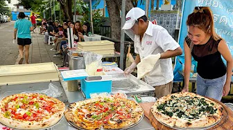 Long Queue From Opening Until Close! $0.60 Pizza Truck Served By Asian Chef | Thai Street Food