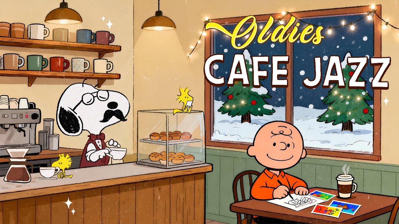Cozy Winter Coffee Shop with Snoopy ☕ Relaxing Jazz for Calm Days