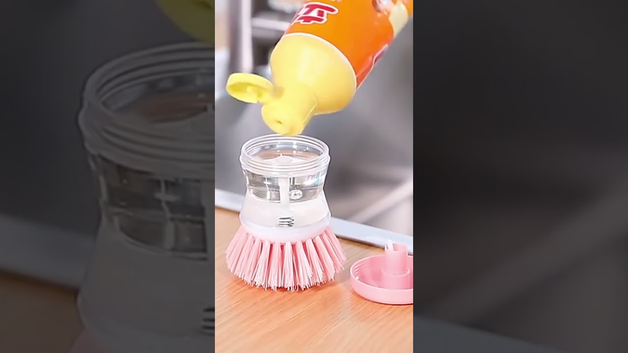 2-in-1 Dish Brush with Soap Dispenser Long Handle Cleaning Essential 