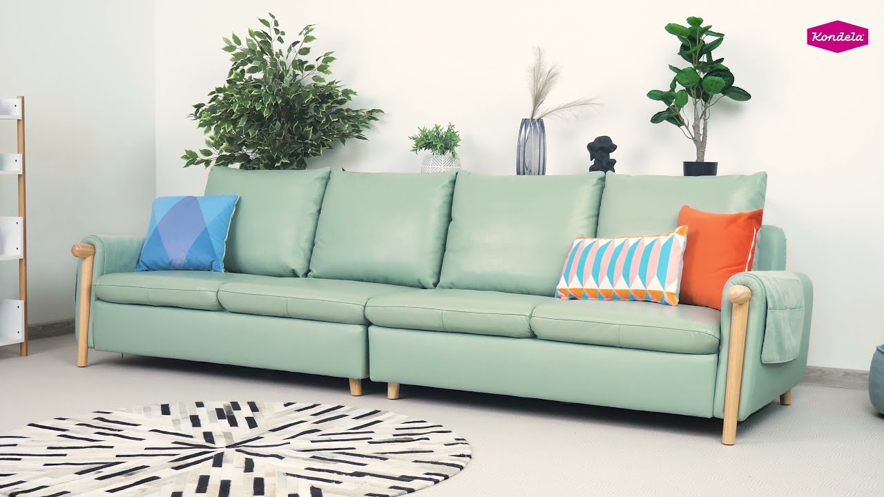 Canapea complet tapițată cu 4 locuri, piele / piele ecologică, LINSY