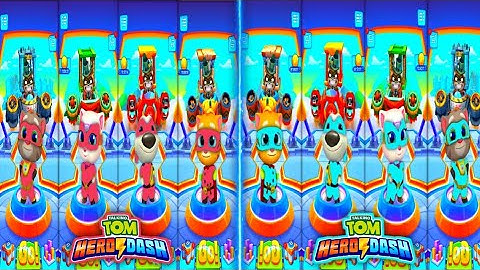 talking tom hero dash : pink & water colour suit all heroes saving all heroes gameplay (android ios)