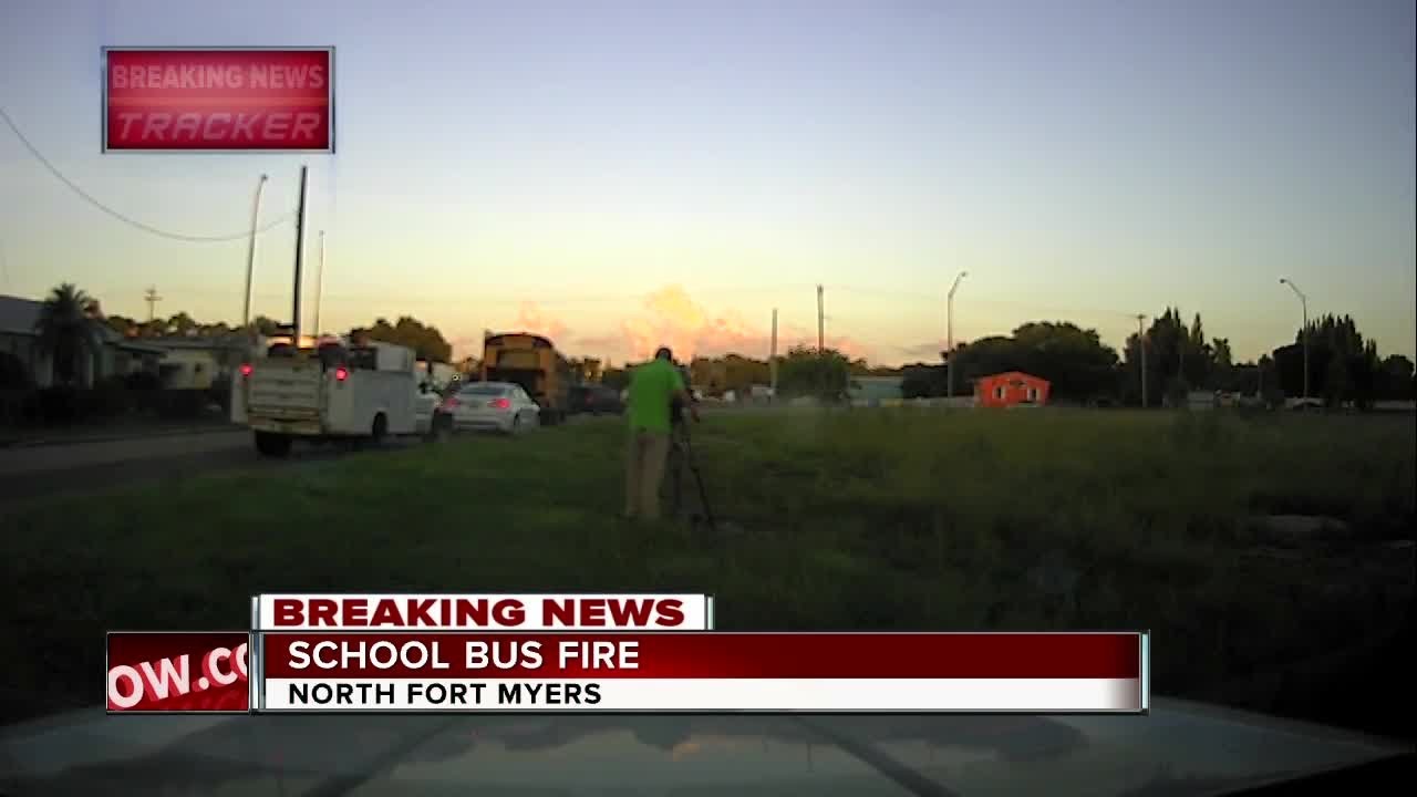 School bus catches fire in North Fort Myers - YouTube