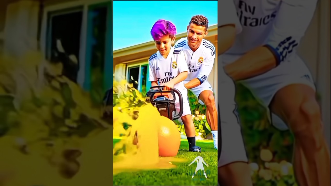 Ronaldo's son and Messi's son's motorcycle race. There is one player who is not fair 