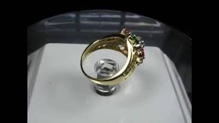 1.6CT Ruby Emerald Sapphire Women Engagement Cocktail Ring 14K Yellow Gold VIDEO