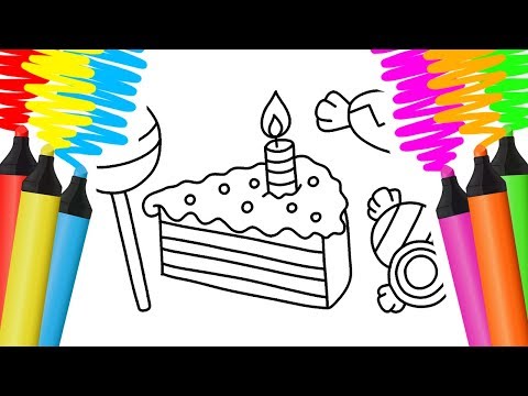 COMO DESENHAR E COLORIR BOLO, BICICLETA E FLOR? PINTAR E APRENDER PARA CRIANÇAS