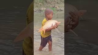 Amazing Boy Catching Fish By Hand #fishing