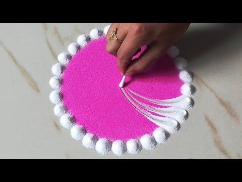 आसान समारोह रंगोली बनाये - कॉटन बड्स से रंगोली बनाने की ट्रिक, New Cotton Bud Rangoli Design Trick - YouTube