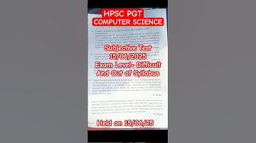HPSC PGT Computer Science Question Paper 2025 #hpsc #dsssb #govtjobs #ssc #htet #hpscpgtexam