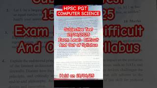 HPSC PGT Computer Science Question Paper 2025 #hpsc #dsssb #govtjobs #ssc #htet #hpscpgtexam