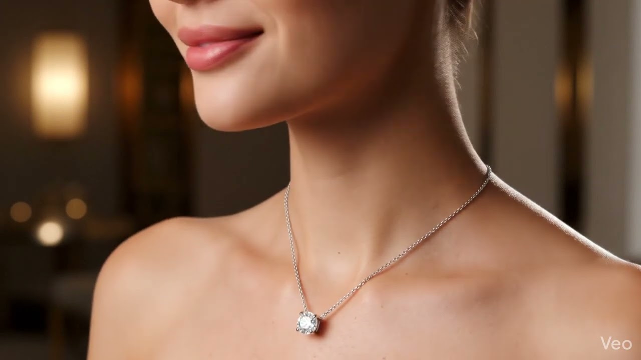 PRINCESS SOLITAIRE CRYSTAL NECKLACE MODEL VIDEO