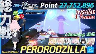 【Blue Archive JP】 Total Assault Perorodzilla Field Insane | 1 Team | 27,752,896 Points #bluearchive