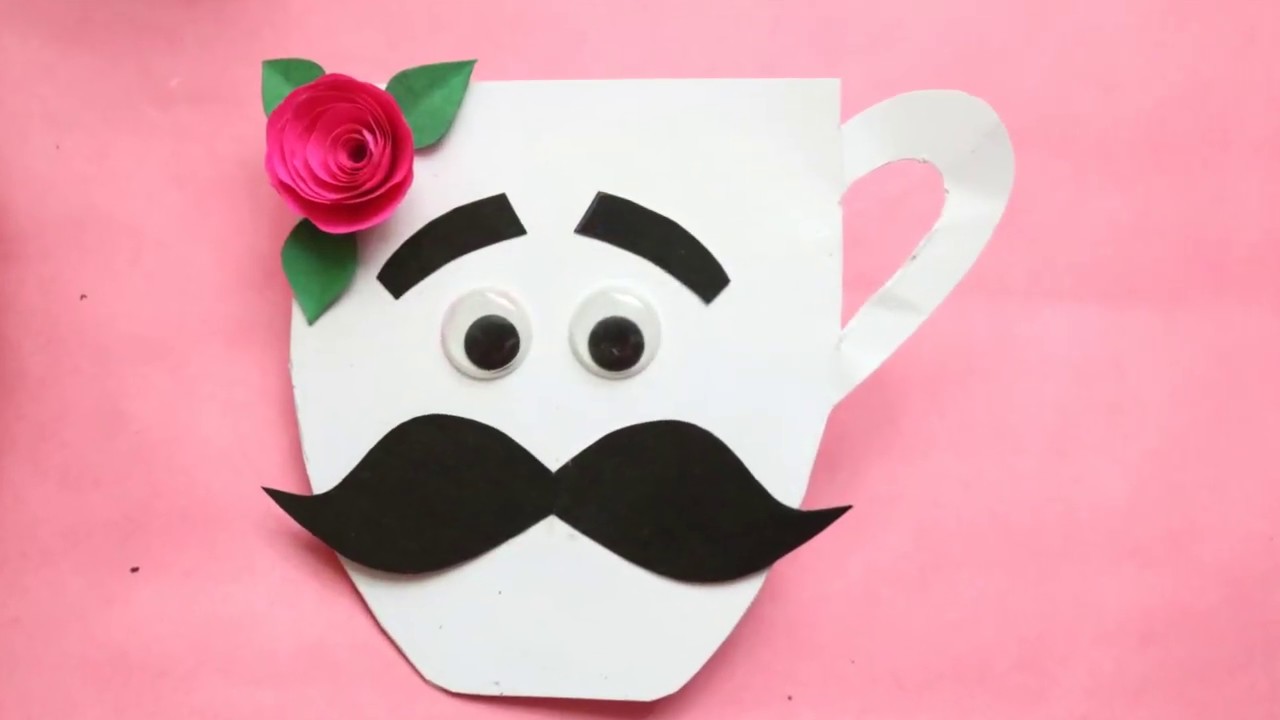 Diy Cute Father S Day Card Making Cup With Moustache Card For Fathers Fathersdaycardmaking Father Youtube