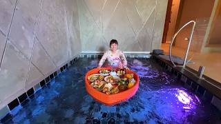 Dining in my $180 Hotel Room Indoor Swimming Pool!