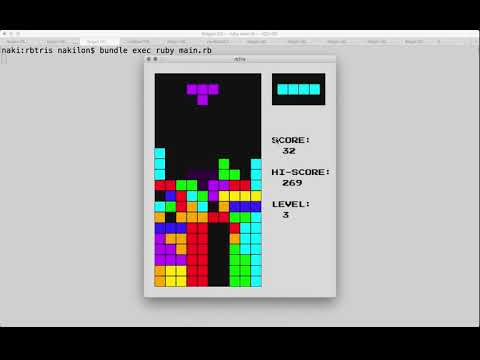 RbTris -- Tetris game in Ruby in less than 250 lines of code