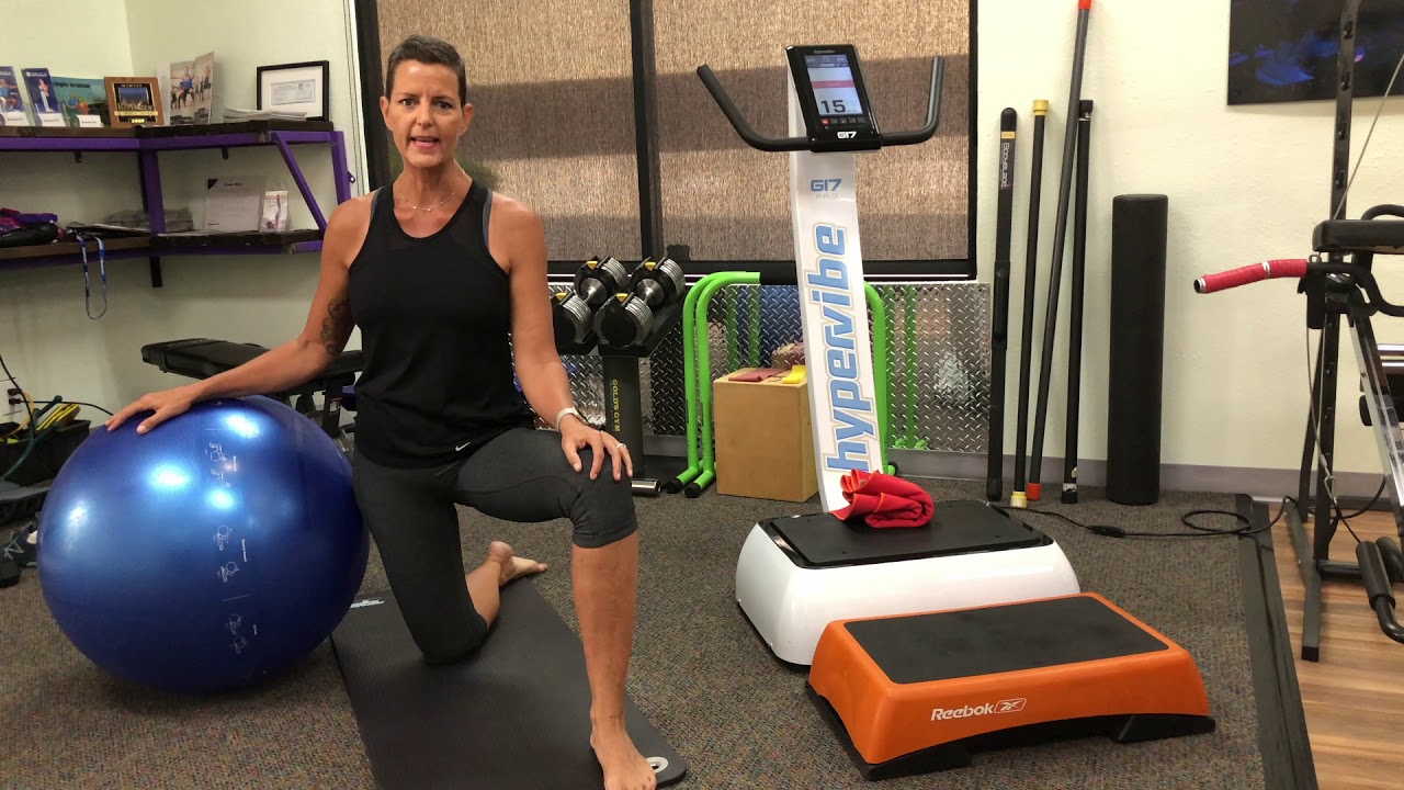 Using the Hypervibe G17 and Swiss Ball to Reduce Knee Pain - YouTube