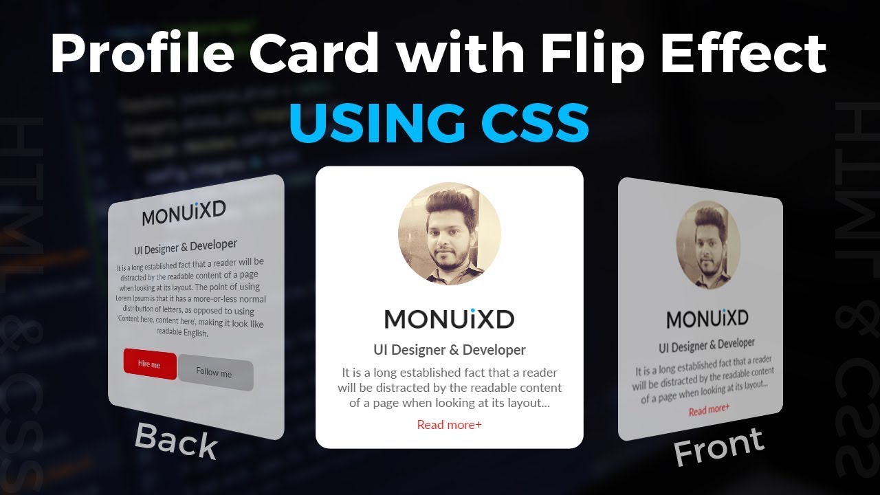 Profile Card with Flip Effect using HTML & CSS - UpLabs Profile Card With Flip Effect Using Html & Css - Uplabs