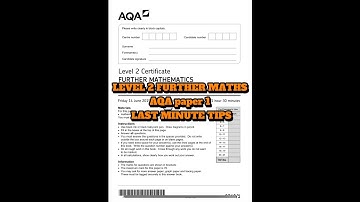 Level 2 AQA Further Maths GCSE last minute revision tips ￼
